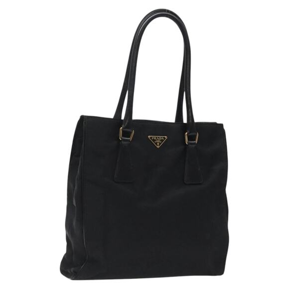 PRADA Hand Bag Nylon Black Gold - Picture 1 of 12